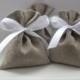 Set of 50 - Wedding Favor Bags. Grey Linen Favor Bags Medium 4" x 6"