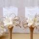 Burlap and Lace Toasting Flutes Rustic Toasting Glasses Bride and Groom Toast Glasses Rusting Wedding Champagne Glasses