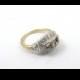 14K Art Deco Enagement Ring, Semi-Mount Setting, Yellow White Gold Two Stone Ring, Diamond Engagement Anniversary Promise Ring, Size 5.75