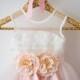 Sequin Rosette Lace Blush Pink Tulle  Flower Girl Dress Wedding Bridesmaid Dress M0040