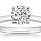 Solitaire Engagement Ring 14k White Gold With A 7MM Round Natural White Sapphire