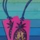 2 Pack Gold Monogram Hand Painted Pineapple Luggage Tag Preppy Southern Custom Bag Tag
