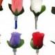 Boutonniere-Artificial Rose buds with ribbon wrapped stems(Select Desired Rose and ribbon color)