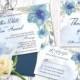Wedding printable invitations kit, Floral watercolor wedding invitation set, RSVP, Thank you card.