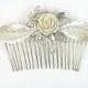 Bridal Hair comb Silver Vintage Wedding Hair comb Leafs Flowers and Crystals Flower bridal Rhinestones wedding Haircomb Wedding Hair Comb
