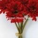 JennysFlowerShop 13'' Silk Artificial Gerbera Daisy Bouquet Red (7 stems/ 7 Flower Heads), Home/wedding Decorations
