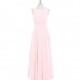Blushing_pink Azazie Avery - Illusion Floor Length Chiffon And Satin Scoop Dress - The Various Bridesmaids Store