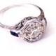 Art Deco diamond engagement ring. 14K white gold diamond ring. 1930's Art Deco ring. Nearly antique engagement ring.