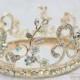 Rose Gold Bridal Tiara Wedding Crown, AURORA BOREALIS, Wedding Tiara, Crystal Crown, Rhinestone Tiara, Rose Gold Crown