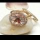 Engagement Ring Set 14kt yellow Gold 3.85ct Oval Cut Pink MORGANITE and Diamond Halo 0.35ct Wedding Ring Anniversary Band (sold as a set)