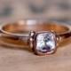Unique rose gold engagement ring, white topaz ring, 14k rose gold ring, rose gold promise ring, pink gold ring, Temple, ready to ship size 6