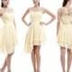 Daffodil Bridesmaid Dress, Sweetheart Asymmetrical Hem Short Chiffon Bridesmaid Dress, Chiffon Lace Sheer Neck Bridesmaid Dress