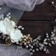 Bridal pearl vine, Bridal headpiece, Pink pearl wreath, Pink quartz vine, Wedding headpiece, Bridal wreath, Bridal pink wreath, Wedding vine