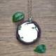Protection amulet talisman necklace mirror size 4.5 cm branches leaves handmade Ladybug