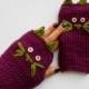 Cat's Knitted Gloves, Crochet Cat's Gloves, Fingerless Gloves, Knitted Cat's Gloves, Handmade Gloves, Handheld Warmer, Purple Gloves