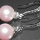 Rosaline Pink Pearl Earrings Swarovski 10mm Light Pink Pearl CZ Silver Earrings Blush Pink Pearl Bridal Earrings Bridesmaid Pearl Jewelry