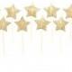 12 Gold Glitter Star Cupcake Toppers - twinkle twinkle party, little star party, star cake topper, star cupcake toppers, star birthday party