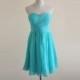 Blue Bridesmaid Dress Knee-length Chiffon Short Strapless Bridesmaid Dress-Custom Dress