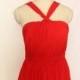 Red Short/Floor Length Bridesmaid Dress Halter Chiffon Strapless Bridesmaid Dress-Custom Dress