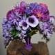 Purple organic bridal bouquet daisies calla lilies tulips gerber daisies