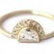 Engagement Ring - Half Moon Diamond Engagement Ring - 0.25 Carat Diamond Ring - 18k Solid Gold