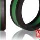 Silicone Wedding Ring by Knot Theory - Safe & Lightweight Wedding Band (Black with Bright Green Stripe, 8mm band width)