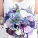 Lush Plum Purple Lilac Wedding Succulent, Anemones and Sprays Silk Flower Bride Fall Rustic Bouquet