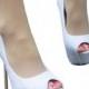 Sexy Peep-toe Super High Thin Heel Wedding Shoes White