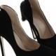 Back Heel Tassel Pointed Thin High Heel Low-cut Wedding Shoes Black 35