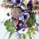 AMAZING Cascade Plum Purple Lilac Wedding Succulent, Anemones and Sprays Silk Flower Bride Fall Rustic Bouquet