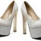 Super High Wedding Shoes Bridal Plus Size Night Club T Stage Silver