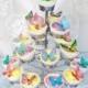 Edible Butterflies Multicoloured Wafer Rice Paper Mixed Rainbow 3D Butterfly Wedding Cake Decorations Birthday Party Cupcake Cookie Toppers