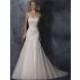 Mellifluous Strapless Applique Beads Working Tulle Chapel Train Satin Wedding Dress for Brides In Canada Wedding Dress Prices - dressosity.com