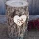 Personalized WOODEN Candle Holder - Wood - Rustic Country Wedding - Brown - White Birch Heart