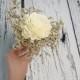 Flowergirl wand cream rustic wedding Ivory Flower, dried limonium burlap handle, Flower girl, Bridesmaids, sola roses vintage custom