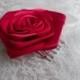 Handmade rose satin hair comb clip dark red wedding prom accessory