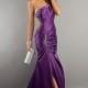 Sexy Sheath/Column One Shoulder Sleeveless Floor-Length Satin Dress In Canada Prom Dress Prices - dressosity.com