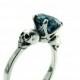 Valentines Skull Ring Size 7.75 READY TO SHIP Blue Topaz Skull Engagement Ring Goth Jewel Ring Blue Gemstone Memento Mori Ring Psychobilly