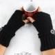 Guanti in lana neri, gloves blacks wool, handmade crochet nero guanti senza dita, fingerless gloves, regalo per lei, black, made in Italy