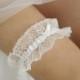 Dotted lace wedding garter, polka dots garter, lace wedding garter, ivory wedding garter, Classic - Style G03