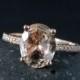 Oval Pink Morganite Engagement Ring – White Diamond Band