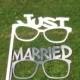Thick Acrylic PHOTO BOOTH PROPS Just Married Glasses Strong and Durable Acrylic Wedding Photo Booth Props Bride and Groom Glasses