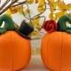 Fall Theme Pumpkin Wedding Cake Topper Polymer Clay