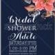 Wedding Invitations with anemone flowers. Anemone Bridal Shower invitation cards in navy blue theme with red peony