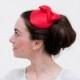 Hoy - Red fascinator made with Silk and finished with a bow