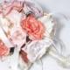 Custom Bridal Bouquet Comprised of Handmade Coffee Filter Flowers, Embellishments, and Ribbon - Traditional Posey with Wrapped Stem-OOAK