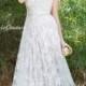 Lace Wedding dress in Vintage Style ,Open V-back wedding gown, Boho wedding, Garden Wedding, Vintage wedding dress