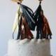 Mini gold foil mylar balloon with tassels cake topper table number