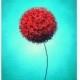 ORIGINAL Oil Painting, Dandelion Flower Contemporary Art Miniature Painting, Red Flower Art, Abstract Floral Art, Impasto Wall Art, 5x7
