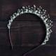 Bridal tiara, Bridal crystal crown, Ivory headpiece, Bridal headpiece, Black crystal crown